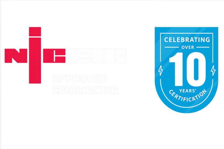 NICEIC Approved Contractor, celebrating over 10 years' certification