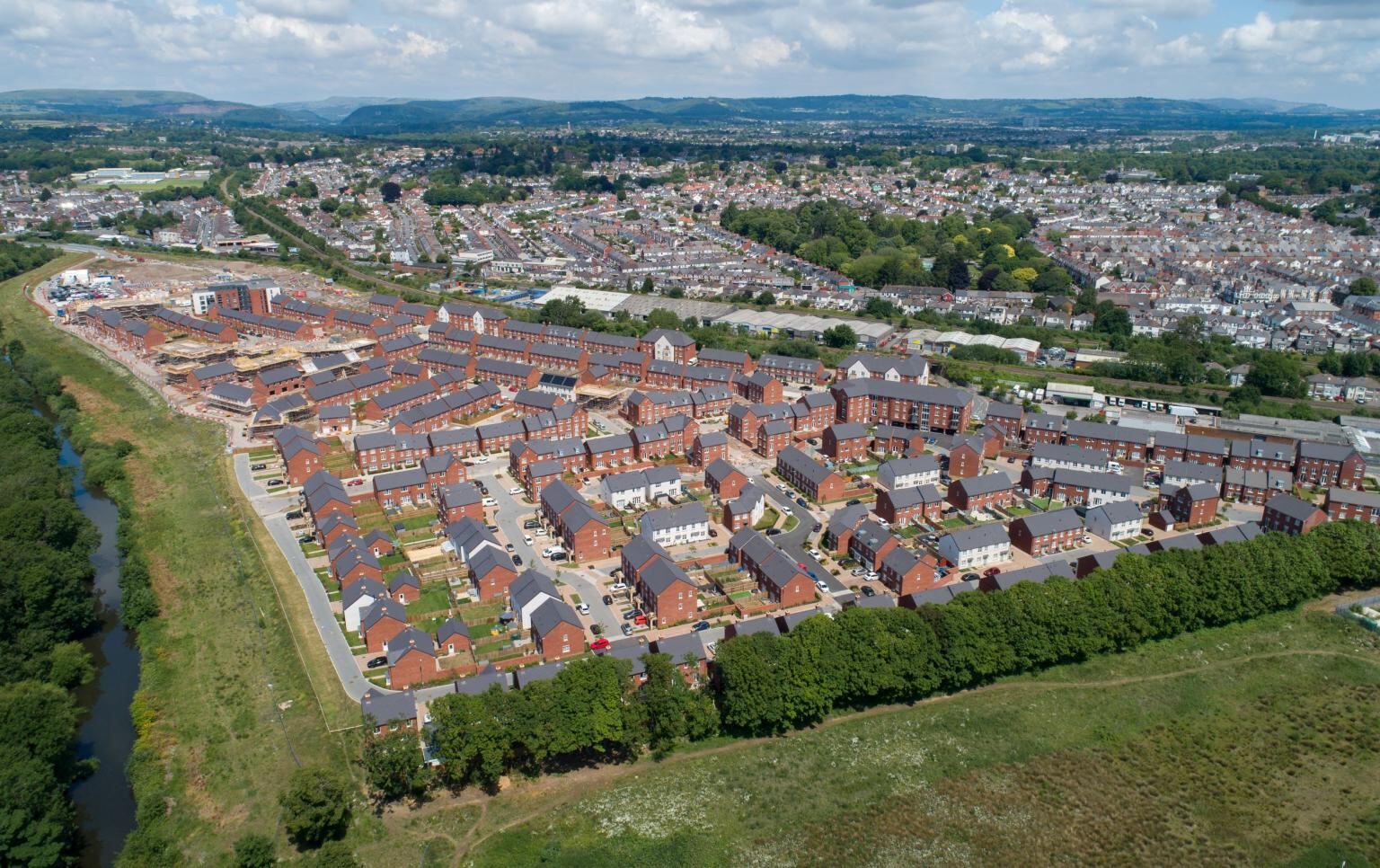 Aerial view of The Mill development, over 700 dwellings